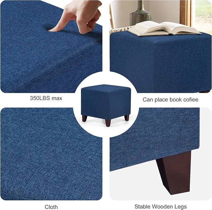 Edeco Ottoman with Square Cube Design, 16 Inch Footstools and Ottomans Small, Large Load Capacity, Square Foot Rest Ottoman for Living Room
