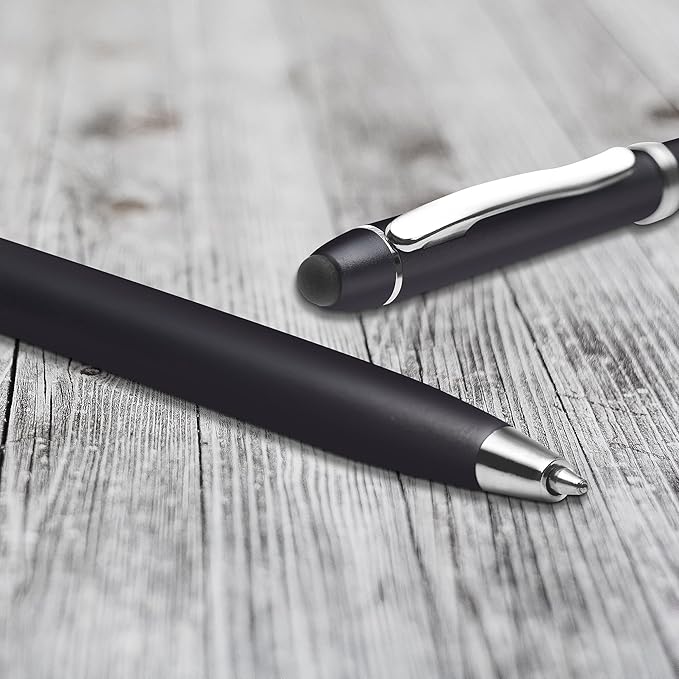 DISCOUNT PROMOS Twist Action Plastic Stylus Pens, Set of 10, Bulk Pack - Pens for Work, Cool Pens for Writing, Black Ink - Black