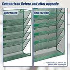 EASEPRES 6 Tier Desk File Organizer, Mesh Hanging Wall Mount Document Organization Stand, Desktop Vertical Mail Paper Folder Holder Rack with Bottom Tray for Office Cubicle, Sides Closed, Dark Green