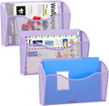 EasyPAG 3 Single Pocket Wall File Organizer, Mesh Hanging File Folder Organizer for Letter/A4 Size Folders, Wall Mounted Vertical Mail Holder for Paperwork, Office, Home, School, Purple