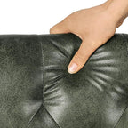 Decent Home 24'' Leather Ottoman with Storage Rectangle Foot Rest Ottomans Stool for Living Room(Green,Leather Texture)