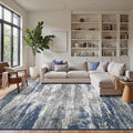 GENIMO Area Rugs 10x14 Machine Washable Rug for Living Room, Non Slip Indoor Modern Rug, Low Pile Lightweight Print Carpet for Bedroom Dining Room Home Office, Blue Ivory