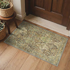 GENIMO Area Rug 2x3 Doormat, Machine Washable Low Pile Rugs, Small Retro Chenille Entryway Mat for Entrance, Hallway, Kitchen and Corridor, Bronze Olive
