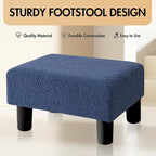 BRIAN & DANY Small Foot Stool Ottoman, Footstool with Legs, Teddy Velvet Foot Rest for Living Room, Bedroom and Office, Blue