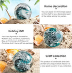 EUSTUMA Hand Blown Glass Figurines Ball Ocean Waves,Paperweight Glass Ball,Home Decor Collectible,Aquarium Decor,Office Decor Ocean Lovers