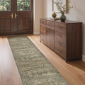 GENIMO 2x10 Runner Rugs for Hallway, Machine Washable Non Slip Vintage Rugs, Low Pile Lightweight Soft Print Rug for enrtyway, Corridor, Home Office, Kitchen, Green Khaki