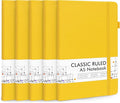 5 Pack Journal Notebook Bulk for School, Feela Hardcover Business Notebooks Classic Ruled Lined Journals with Pen Holder for Work Note Taking, with 5 Black Pens, 120 GSM, 5.1”x8.3”, A5, Yellow