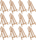 U.S. Art Supply 14" Medium Tabletop Display Easel - Beechwood Artist A-Frame Display Stand, Wooden Easel for Painting, Canvas Stand, (Pack of 12) Classrooms Events Photo Picture Sign Holder