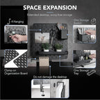 EHO Clamp-On Desk Pegboard, 13.5 x 14 inch Privacy Divider, Desk Partition Panel, No-Drill Desk Mounted Organizer, Combination Peg Board for Office, Gaming, Home, Plants, Black