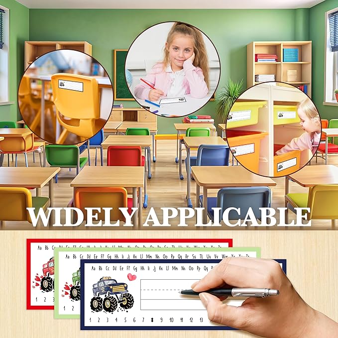 Name Tags for Classroom Desks, Truck Theme Students Name Plates, Truck Bash Labels for School Students Desks, Teaching Supplies, Back to School Decor, 30 Pack (04)
