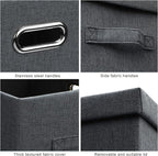 Graciadeco Large 17" 36 Quart Collapsible Stackable Storage Bins with Lids, 5 Packs Dark Gray Foldable Fabric Closet Storage Boxes with Lids Heavy-duty Linen Cube Baskets(17 x 12 x 11)