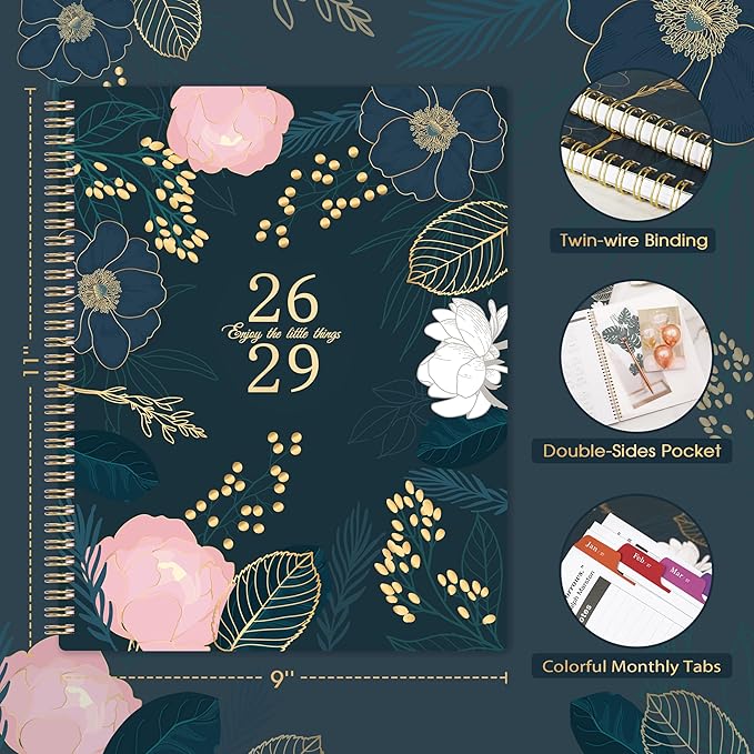 2026-2029 Monthly Planner/Calendar - 3 Year Monthly Planner 2026-2029, July 2026 - June 2029, 9'' x 11'', 36 Colorful Months Tabs, Pocket, Note Pages, Holidays, Twin-wire Binding