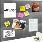 VUSIGN Large Cork Board for Wall 47"x35", 12 Pack Bulletin Board, Felt Wall Tiles with Adhesive Tabs and Push Pins, Push Pin Board for Office, School, Home, Grey