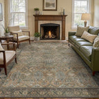 GENIMO 5x7 Area Rugs for Living Room, Machine Washable Non Slip Vintage Rugs, Low Pile Lightweight Chenille Print Rug for Bedroom, Dining Room, Home Office, Warm Taupe