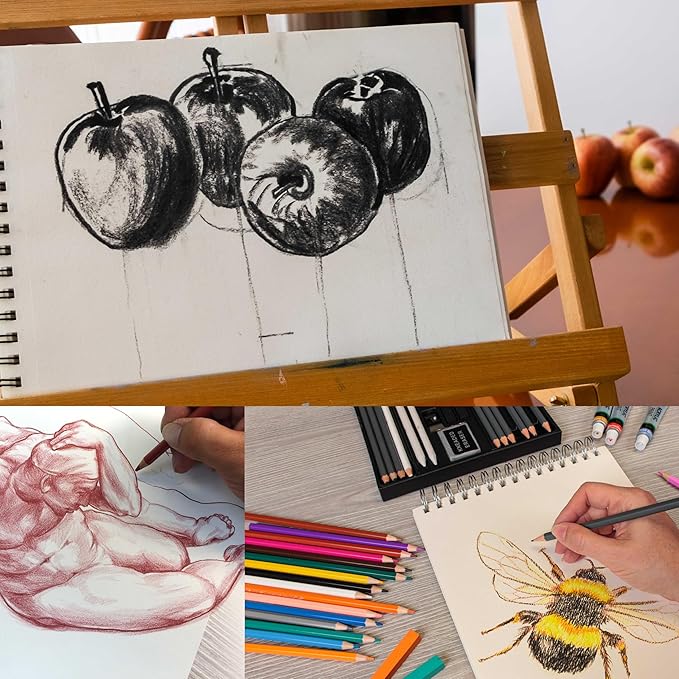 U.S. Art Supply 8"x10" Top Spiral Bound Sketch Book, 2 Pack, 100 Sheets Each, 60lb (100gsm), Acid-Free, Artist Sketchbook, Drawing Pad for Adults & Students