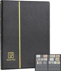 Stamp Albums 100 Pockets - Stockbooks with 50x197mm Sleeves, 10 Double Sided Black Page with Leatherette Padded Black Cover, Collection Storage Folder for Paper Money Postage Stamps AS0105BK
