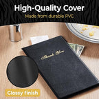 Gold Lion Gear Check Presenters for Restaurants Bulk 40 Pack - 5.5 x 10 Inch Double Side Check Presenter with Gold Thank You Imprint - Receipt Holder for Organized Payments - Black