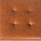 Homebeez Tufted Faux Leather Storage Ottoman Square Cube Foot Rest Stool with Flip Top, Orange