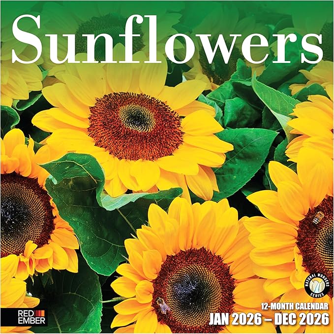 RED EMBER Sunflowers 2026 Wall Calendar 12 Month | 12" x 24" Open | Thick & Sturdy Paper | Holiday Gift | Nature Calendar 2026