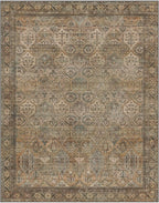 GENIMO 4x6 Area Rugs for Living Room, Machine Washable Non Slip Vintage Rugs, Low Pile Lightweight Chenille Print Rug for Bedroom, Dining Room, Home Office, Warm Taupe