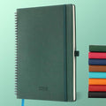 IN-LUXPRO Planner 2026 Daily Weekly and Monthly,11.5"x8.5",12 Months Spiral Bound Calendar Agenda with Self-adhesive Pen Holder,2026 Appointment Book with Vegan Leather Soft Cover,Green