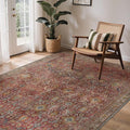 GENIMO 6x9 Area Rugs for Living Room, Machine Washable Non Slip Vintage Rugs, Low Pile Lightweight Chenille Print Rug for Bedroom, Dining Room, Home Office, Mocha Brick