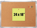 Cork Board Set for Wall - Bulletin Board Corkboard 24 x 18 in with 10 Thumb Tacks - Wall Hanging Pin Board Message Board Tack Board Organizer for Home, Office, Desk and Cubicle (24x18)