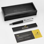 BEILUNER 318 Luxury Personalized Leather Pen, Hand-Stitched Premium Black Leather, Chrome-Plated Finish, Schmidt Refill, Fancy Rollerball Pen Gift Set for Men & Women, Executive, Nice Designer pen