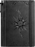 CAGIE Compass Leather Notebook Journal for Men, 100 GSM 288 Pages Lined Journals for Writing, A5 Hardcover Journaling Notebooks Gift Set with Pen for Travel Office Daily Writing