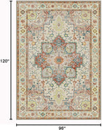GENIMO 8x10 Area Rugs for Living Room, Machine Washable Non Slip Vintage Retro Rugs, Low Pile Lightweight Chenille Print Rug for Bedroom, Dining Room, Home Office,Floral Blossom