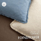Foindtower Set of 2 Decorative Linen Fringe Throw Pillow Covers Cozy Boho Farmhouse Cushion Cover with Tassels Soft Accent Pillowcase for Couch Sofa Bed Living Room Home Decor, 22×22 Inch, Misty Blue