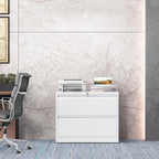 mysteeldepot 2 Drawer Lateral File Cabinet with Lock, File Cabinet, Metal Lateral Filing Cabinets for Home Office, File Storage Cabinet for Legal/Letter/A4 Documents, Assembly Required (White, 35'W)