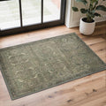 GENIMO 2x3 Area Rugs for Living Room, Machine Washable Non Slip Vintage Rugs, Low Pile Lightweight Chenille Print Rug for Bedroom, Dining Room, Home Office, Muted Green
