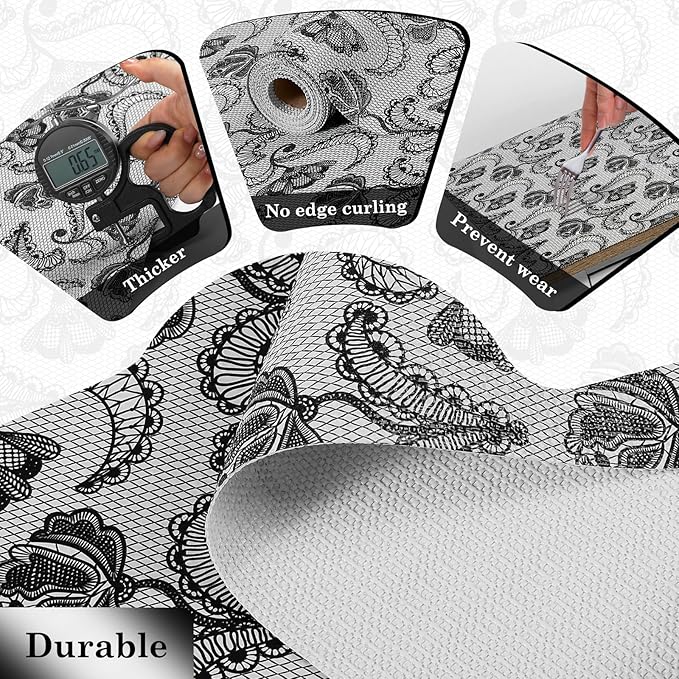 ALIUNI Drawer and Shelf Liner, Non-Slip Kitchen Cabinet Liners Non-Adhesive Thick Strong Grip Waterproof Washable Mats Protect Dresser Shelves Cupboard Bathroom Cabinets, Boho: Floral, 24 in X 10 FT