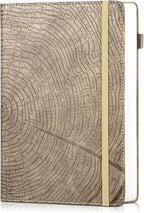 CAGIE Lined Journal for Men Women, Tree Growth Ring Leather Bound Journal Notebook, 256 Pages 100 GSM Journals for Writing, A5 Hardcover Journaling Notebooks for Work, Note Taking