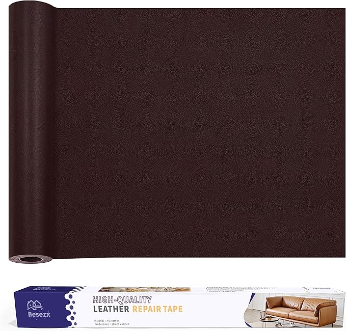 Leather Repair Patch Tape Kit, Self-Adhesive Leather & Vinyl Repair for Furniture, Couch, Sofa, Car Seats, Office Chair - 30inx16in