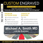 Personalized Name Plate with Choice of Mounting for Walls, Doors, Desk Holders, Cubicles, Hanging and More - Custom Mojave Black Plastic White Letters - USA Made 2x8 - N8