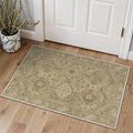 GENIMO Area Rug 2x3 Doormat, Machine Washable Low Pile Rugs, Small Retro Entryway Mat for Entrance, Hallway, Kitchen and Corridor, Tan Brown