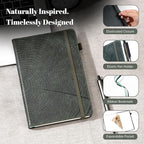 CAGIE Lined Journal for Men Women, Tree Growth Ring Leather Bound Journal Notebook 256 Pages 100 GSM Journals for Writing, A5 Hardcover Journaling Notebooks,2 Pack (Brown & Dark Green)