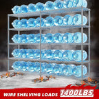 REIBII 58" W Storage Shelves Wire Shelving 1400LB Metal Shelves for 5 Tier Shelving Unit with Shelf Adjustable Garage Shelving Rack for Pantry Kitchen Garage, 58" W x 59" H x 13.8" D, Chrome