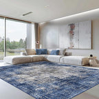 GENIMO Washable Area Rugs for Living Room, 8x10 Modern Non Slip Rugs, Low Pile Lightweight Soft Print Rug for Bedroom, Dining Room, Home Office, Washed Blue&Gray