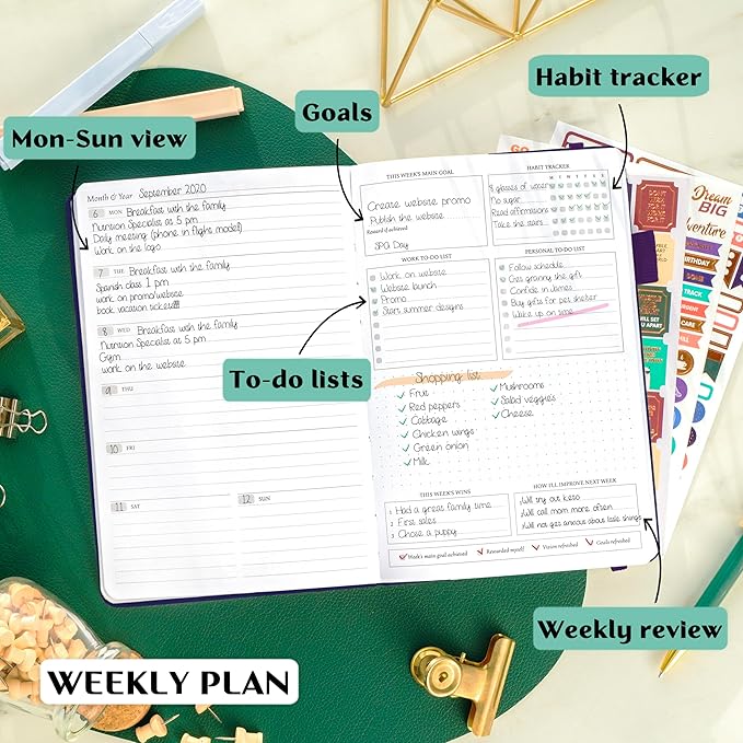 Legend Planner – Weekly & Monthly Life Planner to Hit Your Goals & Live Happier. Organizer Notebook & Productivity Journal. A5 (Purple)