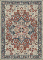 GENIMO 8x10 Area Rugs for Living Room, Machine Washable Non Slip Vintage Rugs, Low Pile Lightweight Chenille Print Rug for Bedroom, Dining Room, Home Office,Bordeaux