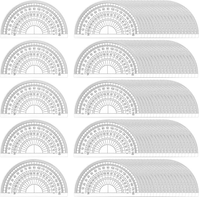 Nicunom 100 Pack Plastic Protractor 180 Degree Math Protractors Geometry Student Protractor, 4 Inches, Clear