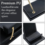 RitPin Desk Set, 11-Piece All-in-One – Executive Desk Accessories & Office Supplies, Leather Desk Organizer with Desk Pad & Blotter, 2-Tier Letter Tray, Luxury Office Desk Decor & Boss Gifts (Black)