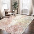 GENIMO Washable Area Rugs for Living Room, 8x10 Modern Non Slip Rugs, Low Pile Lightweight Soft Print Rug for Bedroom, Dining Room, Home Office, Washed Pink
