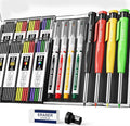 STAGEEK 4PCS Carpenter Pencils with Sharpener, Heavy Duty Woodworking Pencils, Mechanical Carpenter Pencil with 52 Refills, Deep Hole Long Nib Marker Pens for Architect Construction Marking with Case