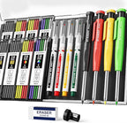 STAGEEK 4PCS Carpenter Pencils with Sharpener, Heavy Duty Woodworking Pencils, Mechanical Carpenter Pencil with 52 Refills, Deep Hole Long Nib Marker Pens for Architect Construction Marking with Case