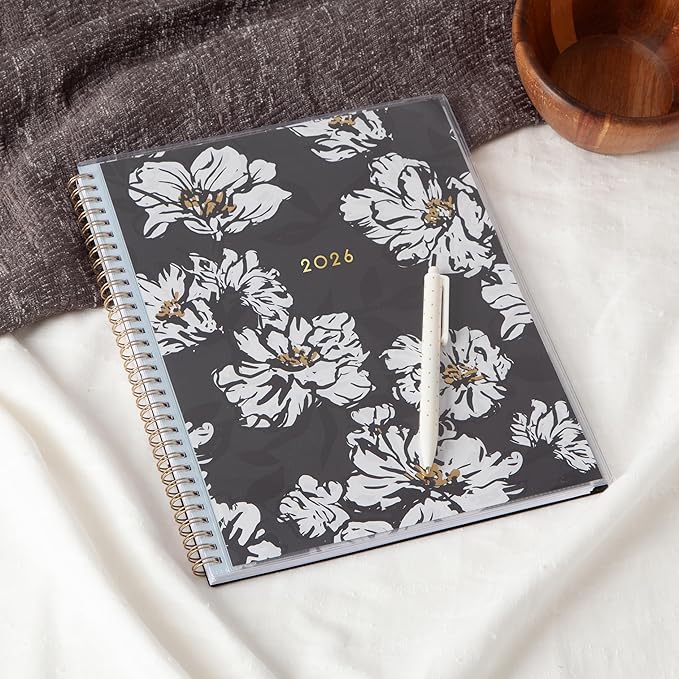 Blue Sky 2026 Weekly and Monthly Planner Calendar, January 2026 - December 2026, 8.5" x 11", Clear Pocket Cover, Laminated Tabs, Durable Twin Wire Binding, Storage Pocket, Baccara Dark