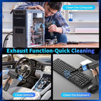 PocketDuster 2-in-1 Compressed Air Duster and Mini Vacuum Cleaner with 150000 High RPM - Powerful Brushless Motor for Desktop, Keyboards, Laptop, Dryer and Electronics
